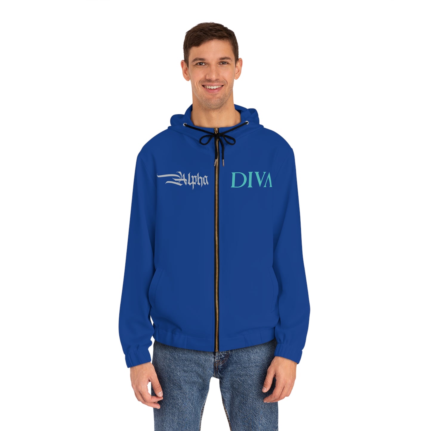AlphaDiva Moody Blue Full-Zip Hoodie