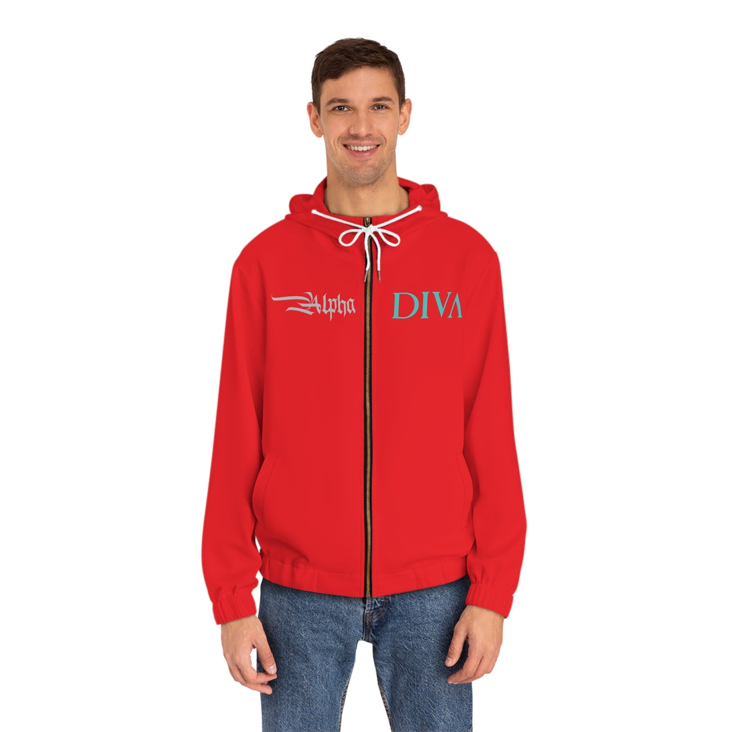 AlphaDiva Safari Red Full-Zip Hoodie