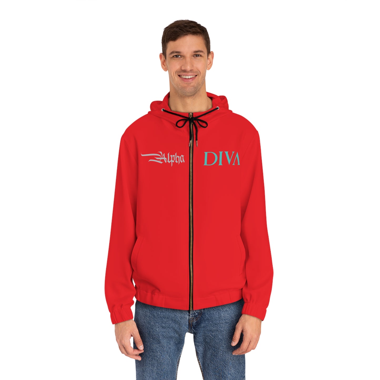 AlphaDiva Safari Red Full-Zip Hoodie