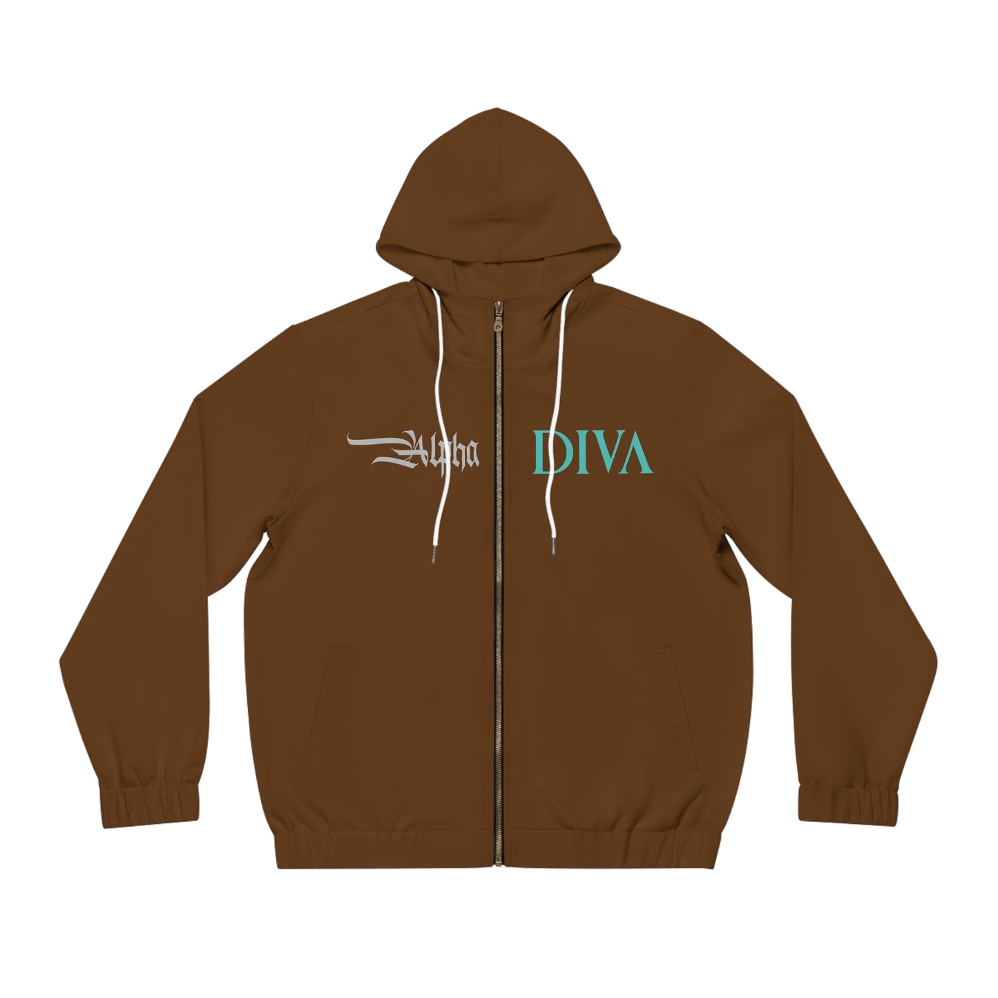 AlphaDiva Espresso Brown Full-Zip Hoodie