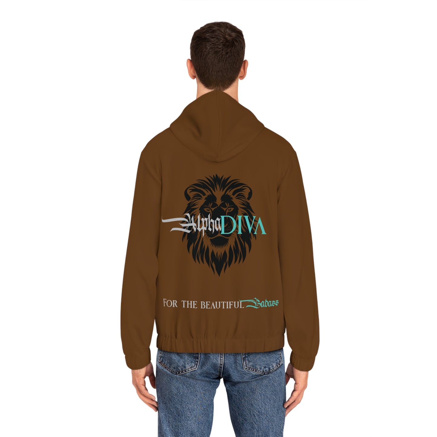 AlphaDiva Espresso Brown Full-Zip Hoodie