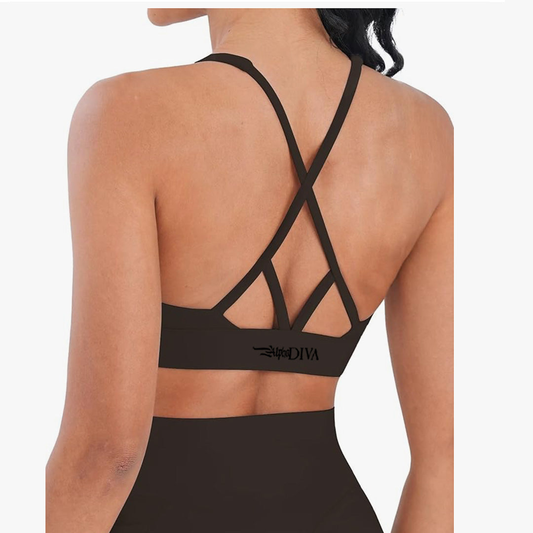Dark Choco STEALTH FRAMED Sports Bra