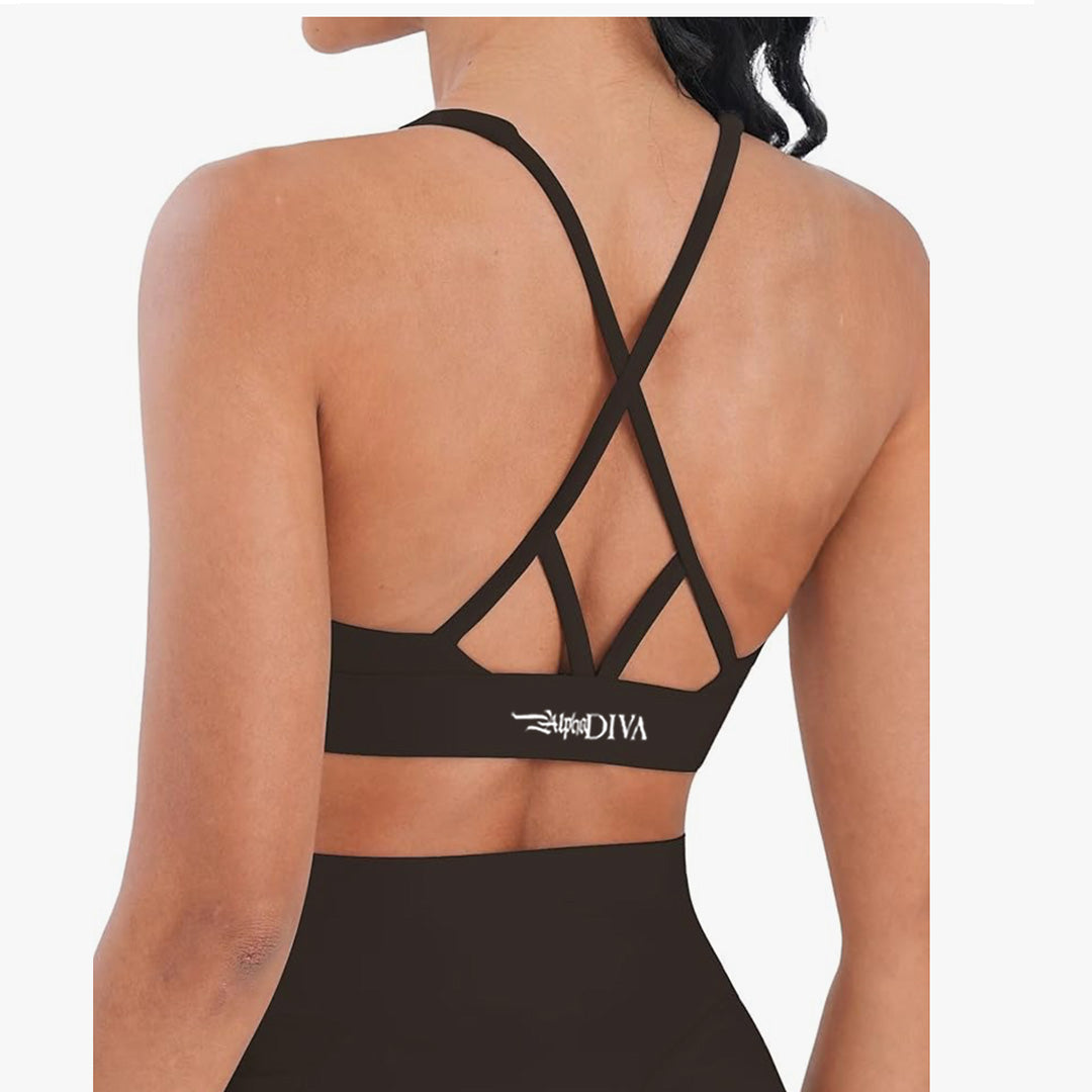 Dark Choco HALO FRAMED Sports Bra