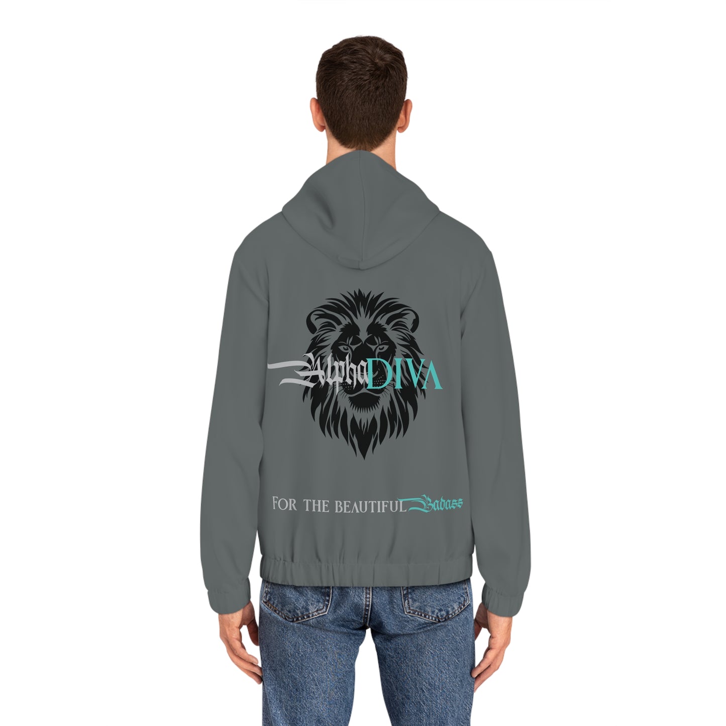 AlphaDiva Drake Grey Full-Zip Hoodie