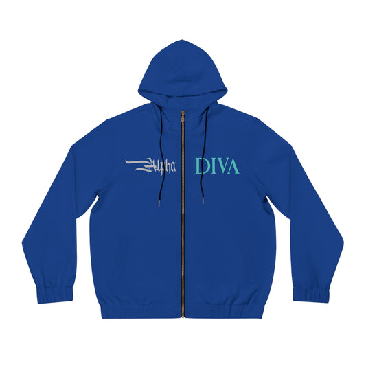 AlphaDiva Moody Blue Full-Zip Hoodie