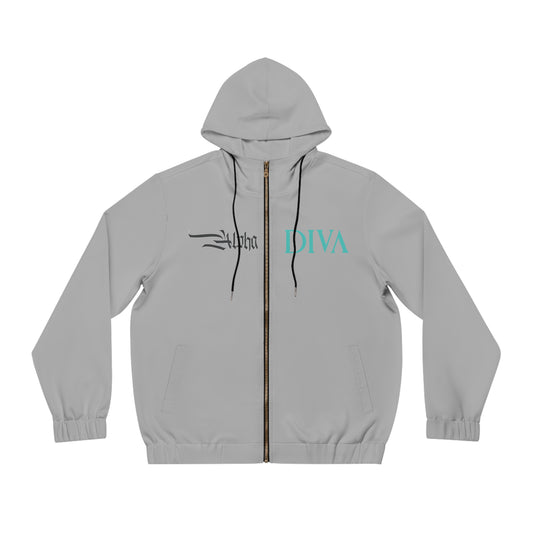 AlphaDiva Moon Light Grey Full-Zip Hoodie