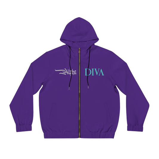 AlphaDiva Royalty Purple Full-Zip Hoodie