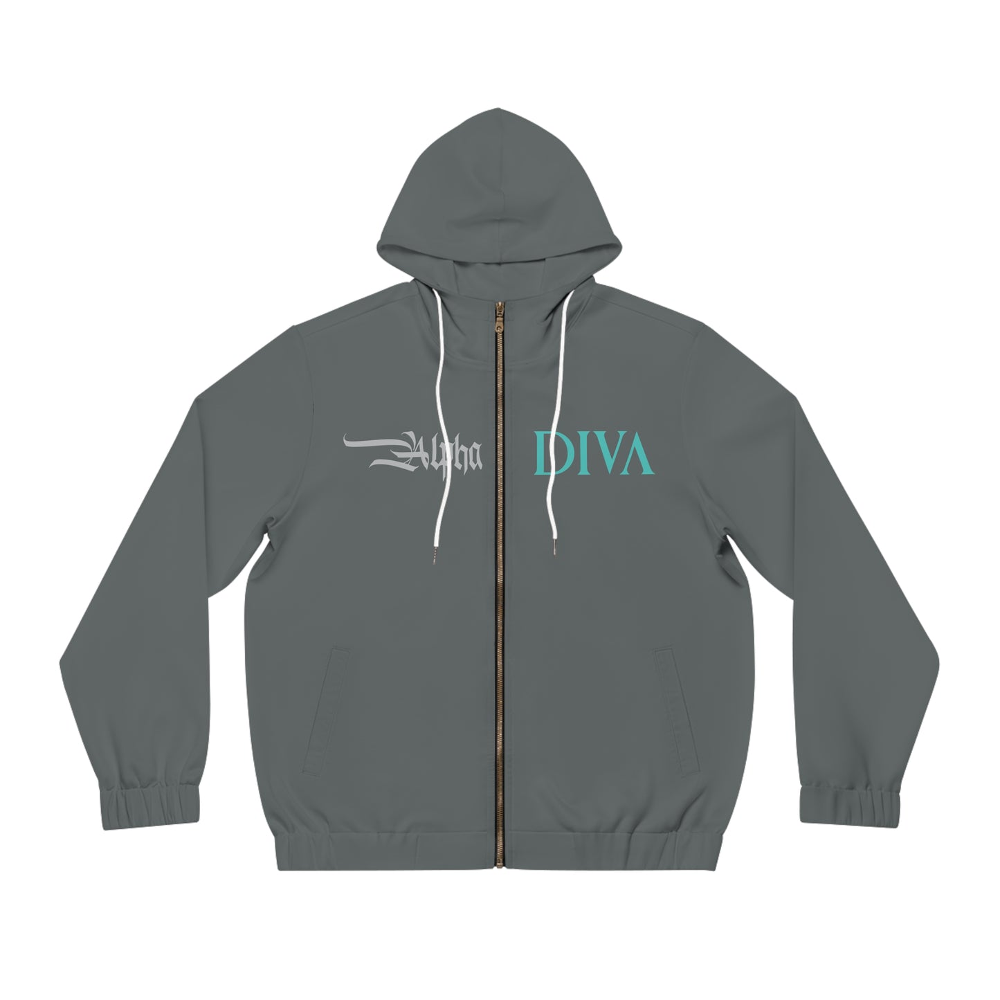 AlphaDiva Drake Grey Full-Zip Hoodie