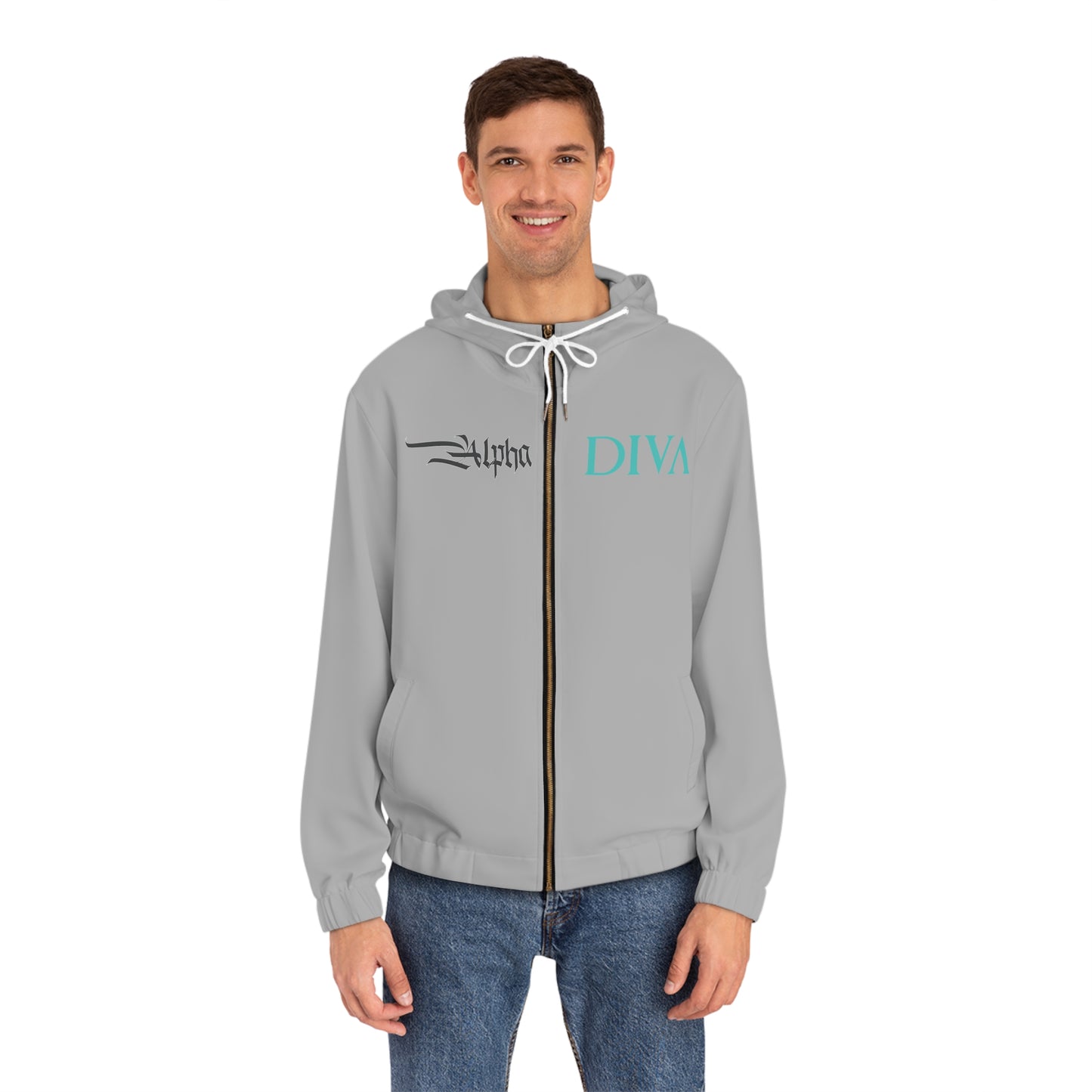 AlphaDiva Moon Light Grey Full-Zip Hoodie