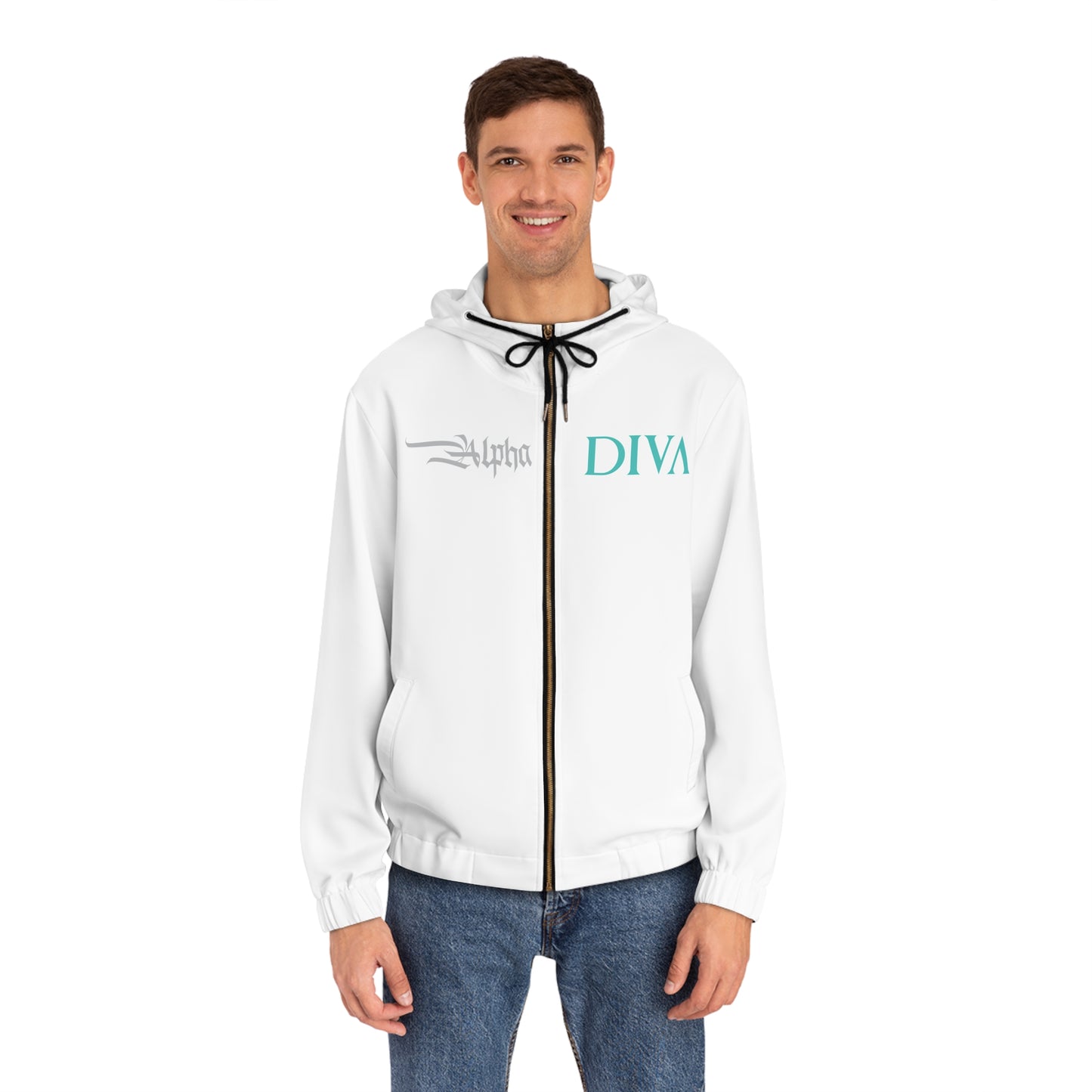 AlphaDiva Ice White Full-Zip Hoodie