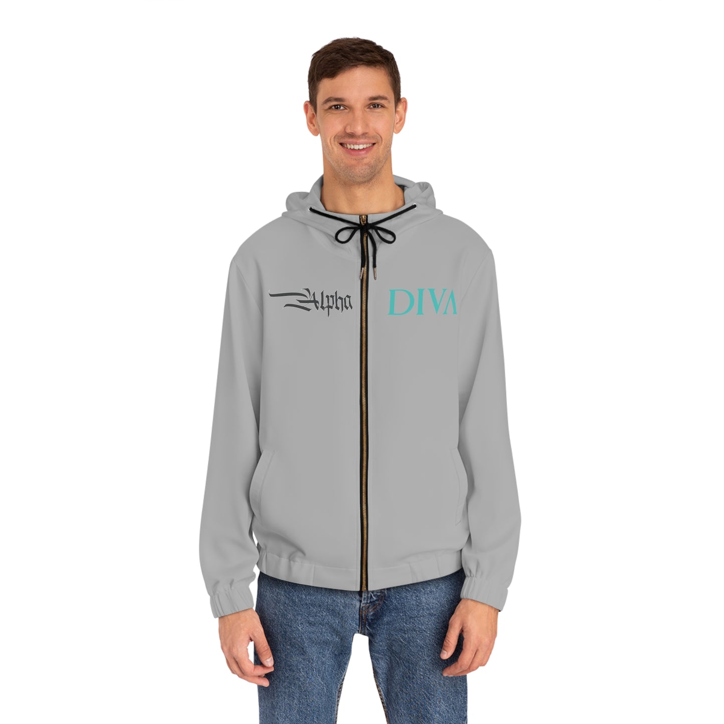 AlphaDiva Moon Light Grey Full-Zip Hoodie