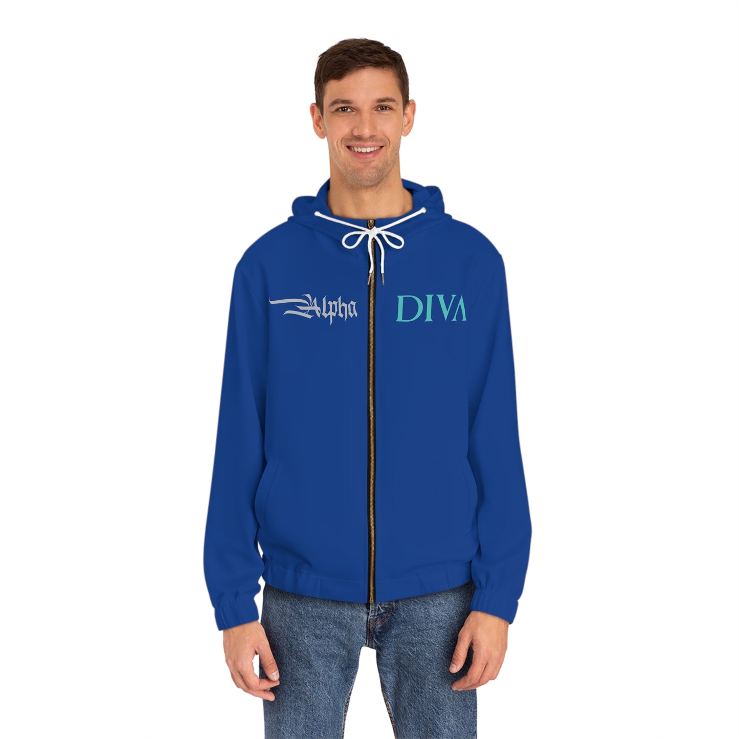 AlphaDiva Moody Blue Full-Zip Hoodie