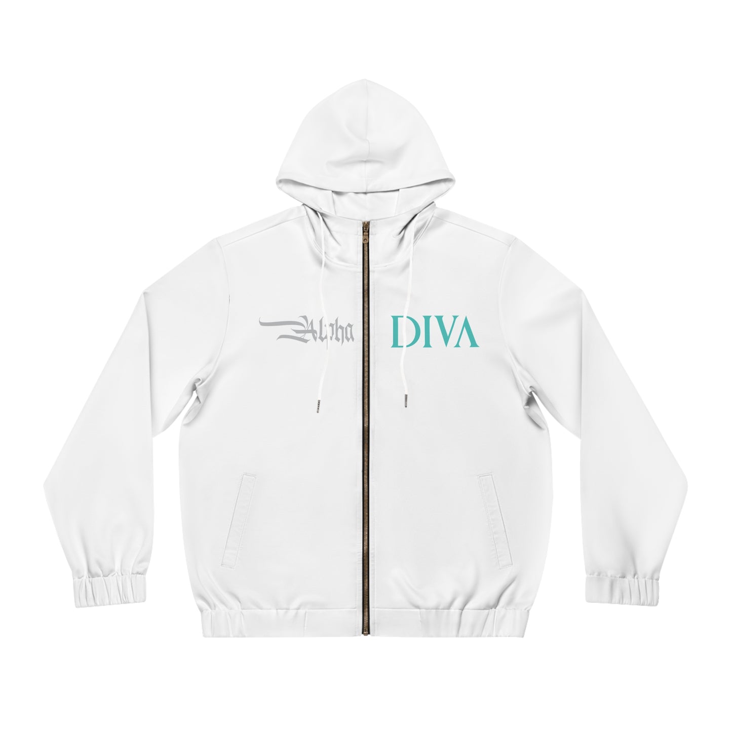 AlphaDiva Ice White Full-Zip Hoodie