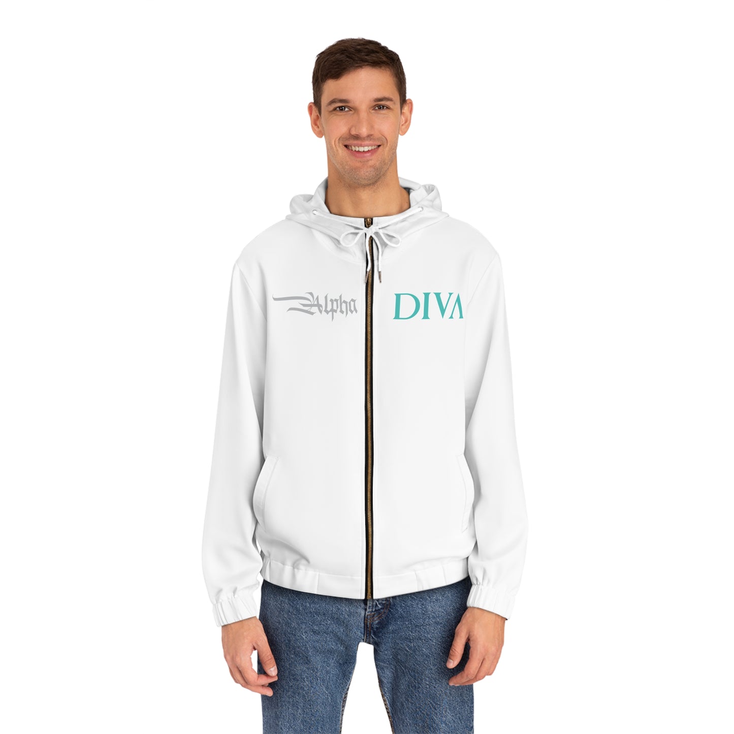 AlphaDiva Ice White Full-Zip Hoodie