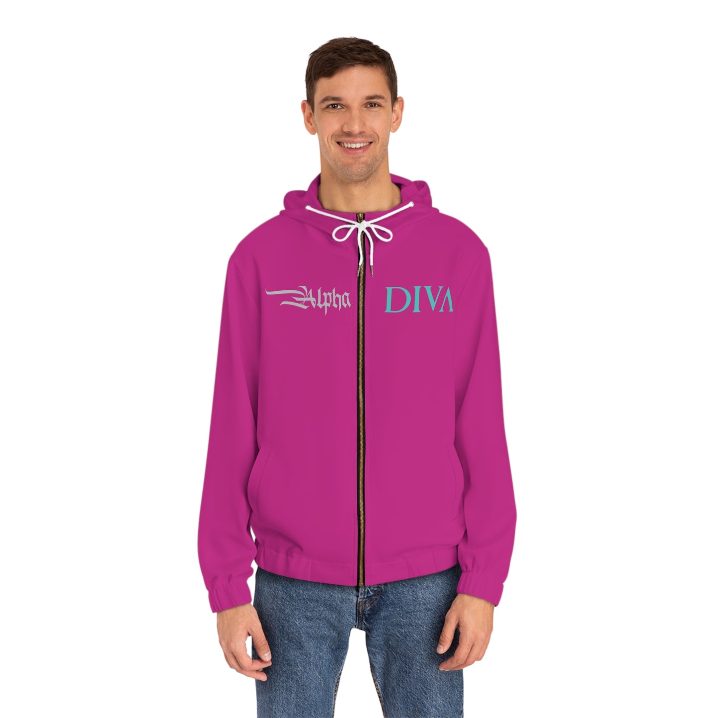 AlphaDiva Fuscialicious Pink Full-Zip Hoodie