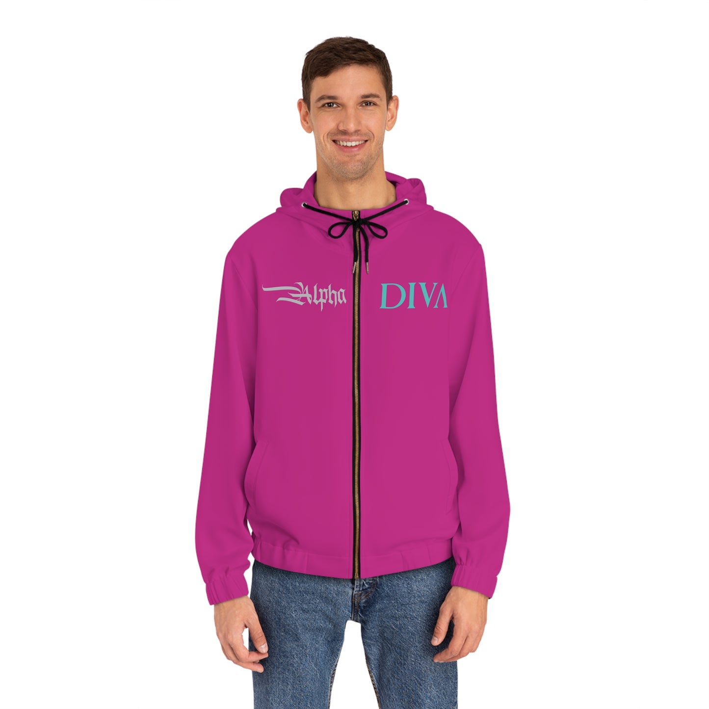 AlphaDiva Fuscialicious Pink Full-Zip Hoodie