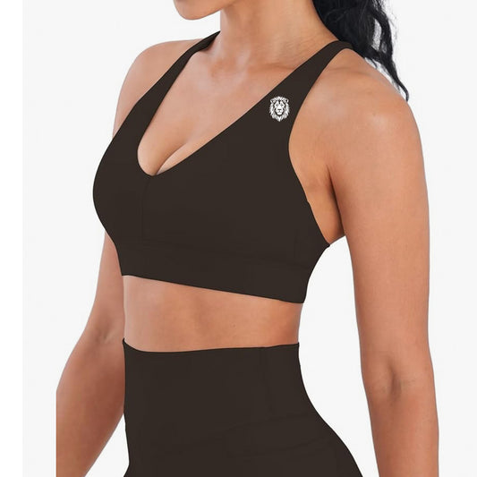Dark Choco HALO FRAMED Sports Bra