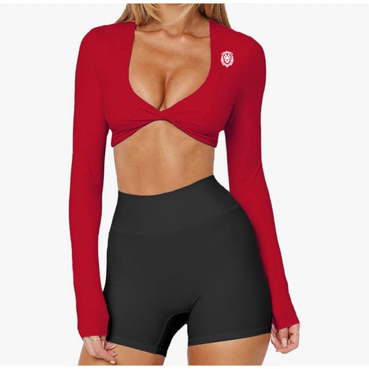 Lipstick Red Halo Allure Twist Sports Bra